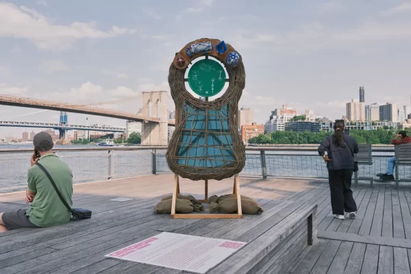 The Algae Kin-Gatherer on display at NY Pier 17 as part of DEMO23. Photo credit Isaiah Winters.